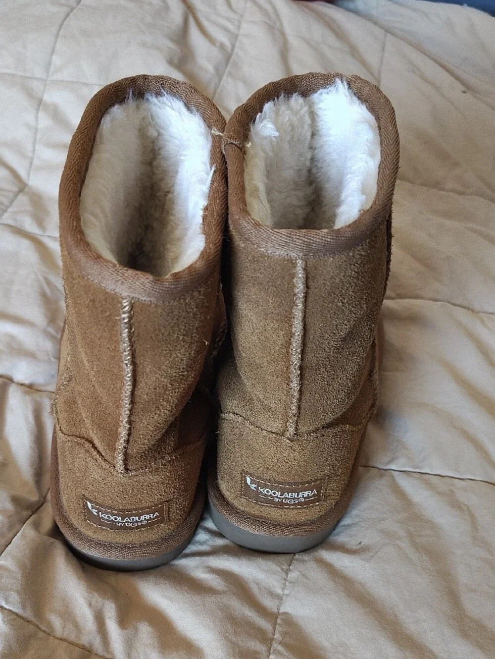 Koolaburra Kids Shearling Lined Suede Boots - Tan